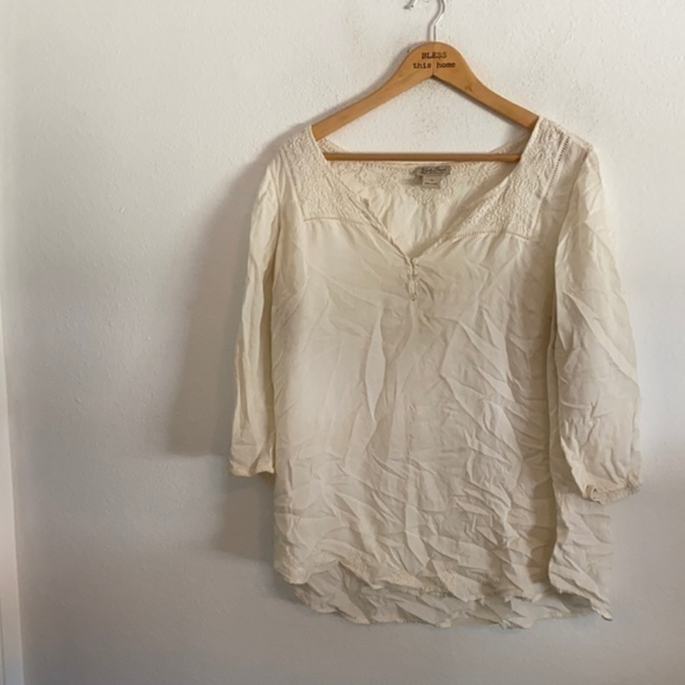 LUCKY BRAND WHITE LONG SLEEVE BLOUSE SIZE 1X